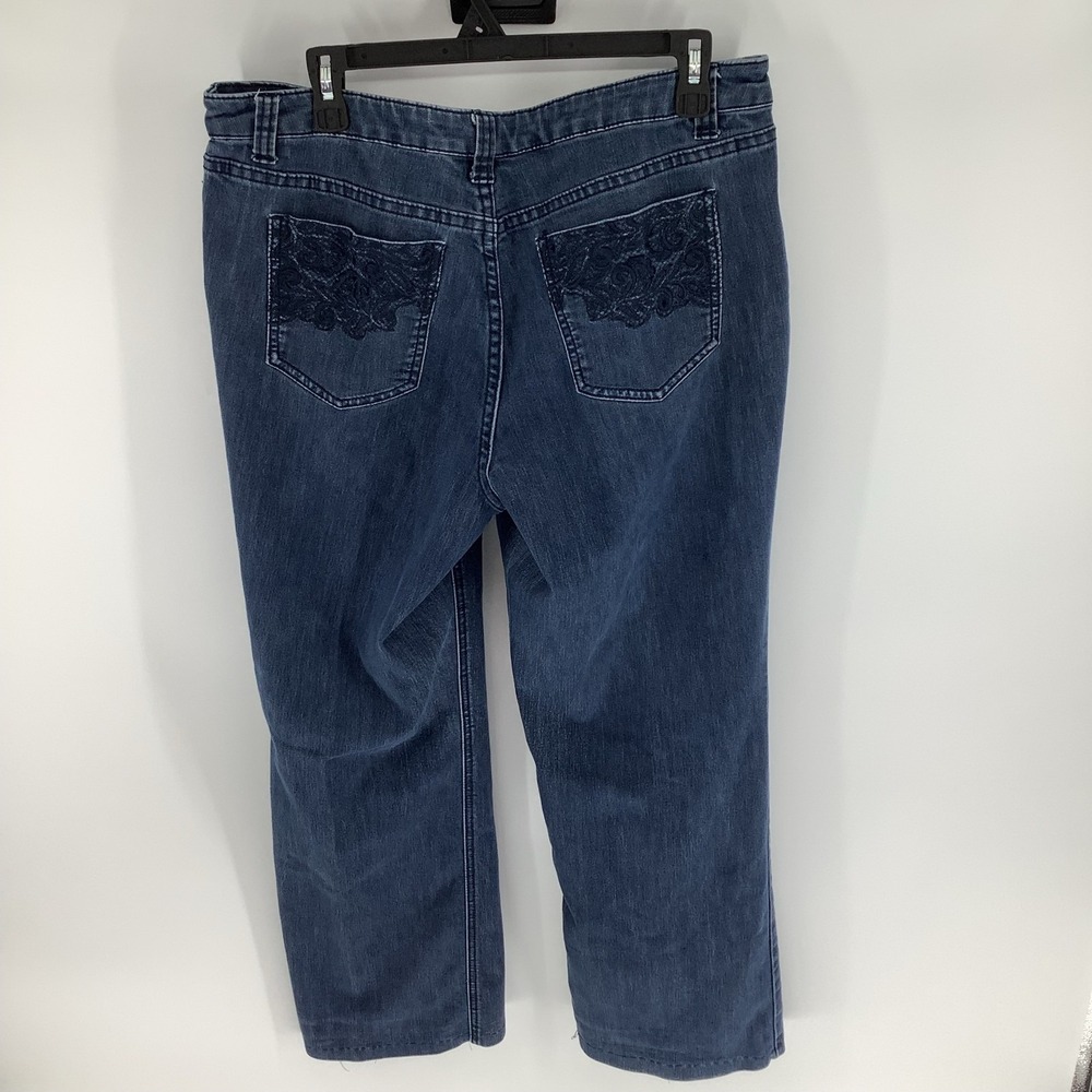 Christopher & Banks Womens Size 14 Blue Straight Leg Embroidered Pocket Jeans